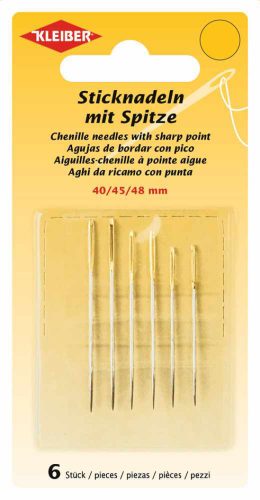 KLEIBER Set d'aiguilles à broder, avec pointe, 6 pièces