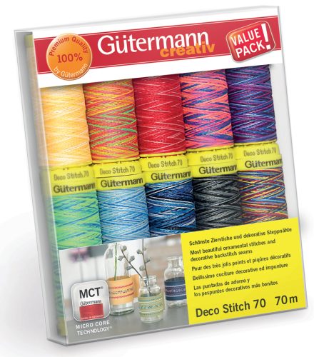 Gütermann Set de fils à coudre Deco Stitch 70, Assortiment 3