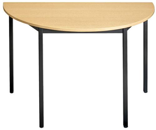 SODEMATUB Table de réunion 147DRHN, demi-rond, hêtre/noir