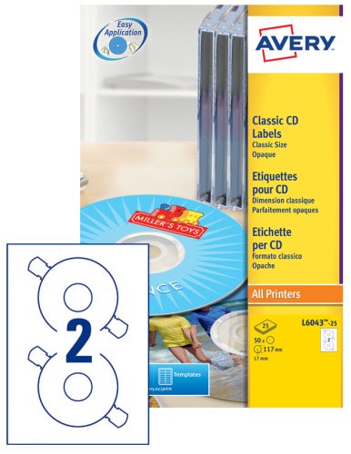 AVERY Etiquette CD Classique, diamètre: 117 mm, blanc