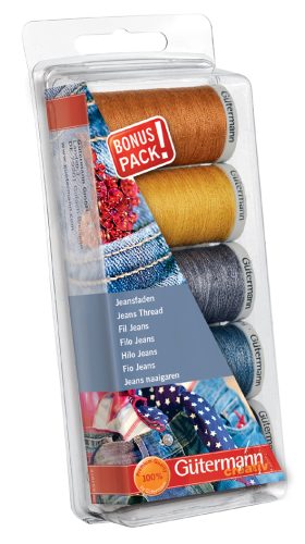 Gütermann Set de fils à coudre 'Jeans', 5 bobines
