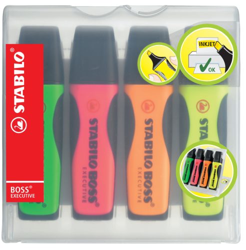 STABILO Surligneur BOSS EXECUTIVE, étui en plastique de 4