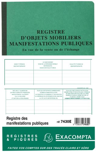 EXACOMPTA Piqûre 'Registre d'Objets Mobiliers', 320 x 195 mm