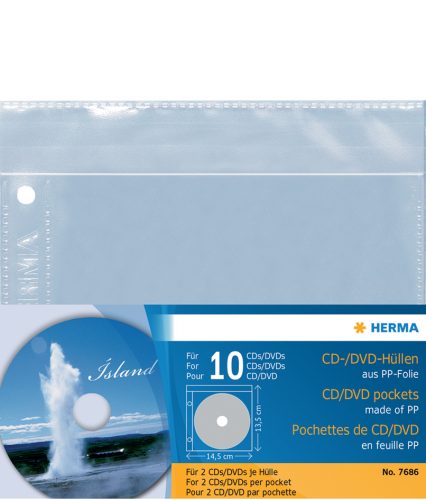 HERMA pochette perforée CD/DVD pour 6 CD, A4, 306,5 x 233 mm