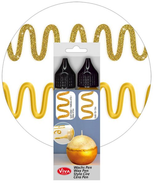 ViVA DECOR Candle Wachs Pen, 28 ml, set de 2, or