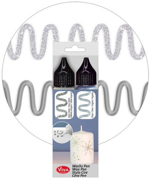 ViVA DECOR Candle Wachs Pen, 28 ml, set de 2, argent