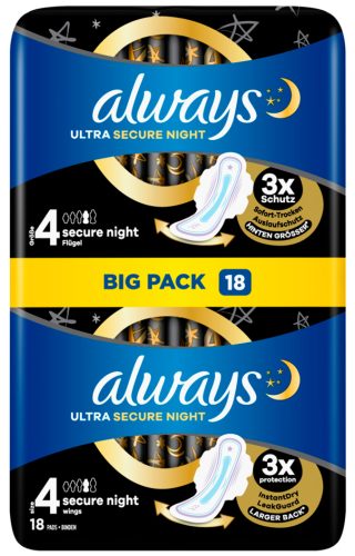 always Serviette hygiénique ultra Secure Night avec ailettes