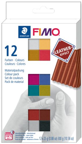 FIMO EFFECT LEATHER Kit de pâte à modeler, kit de 12