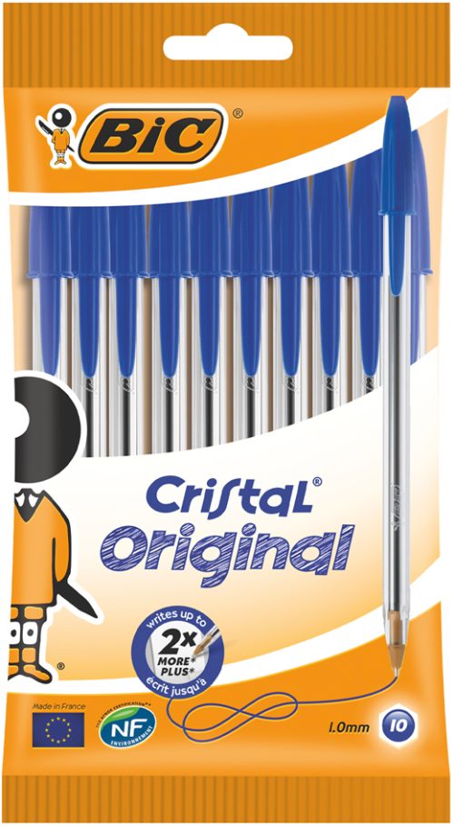 BIC Stylo à bille Cristal Original, assorti, sachet de 10
