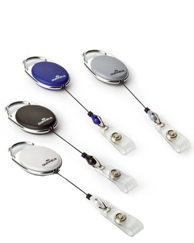 DURABLE Porte-carte avec enrouleur 'STYLE', oval, blanc