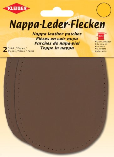 KLEIBER Patch en cuir nappa, 125 x 100 mm, brun foncé