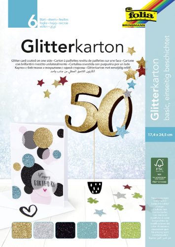 folia Bloc de carton à paillettes 'Basic', 170 x 245 mm