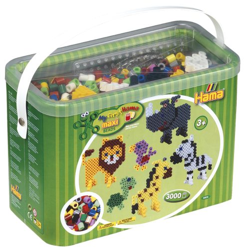 Hama Perles à repasser maxi + 3 plaques, dans un seau