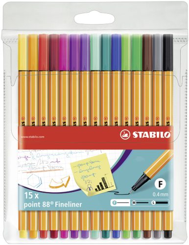 STABILO Feutre à pointe fine point 88, étui carton de 15