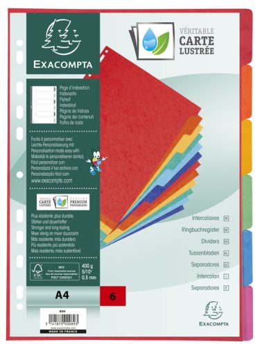EXACOMPTA Intercalaires en carton, A4, 6 touches