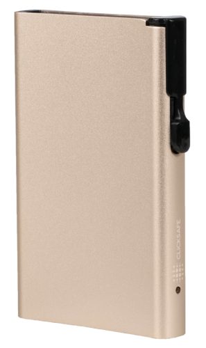 CLICKSAFE Porte-cartes avec bouton-poussoir & RFID,champagne