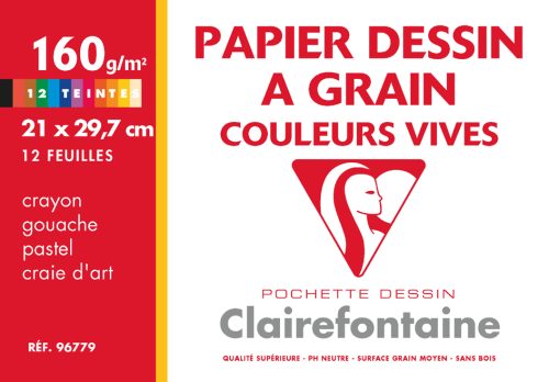Clairefontaine Papier dessin 'à Grain', couleurs vives