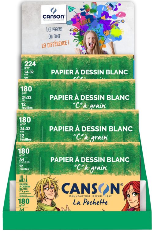 CANSON Papier dessin 'DESSIN', présentoir de 40 pochettes