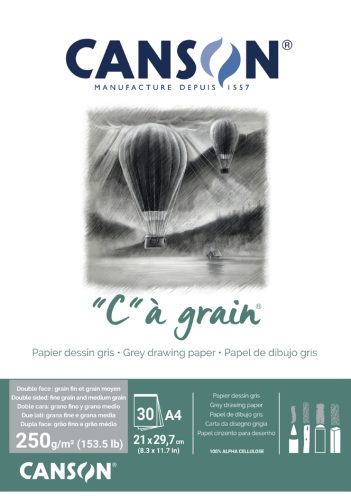 CANSON Bloc papier dessin 'C' à grain Couleur, gris chiné