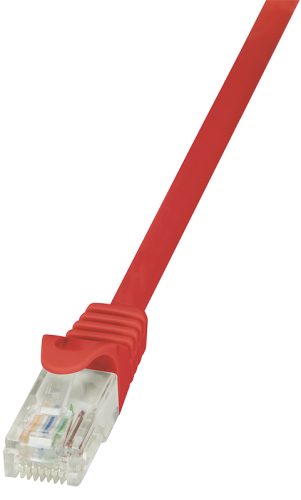 LogiLink Câble patch, Cat.5e, U/UTP, 0,25 m, rouge, gaine en