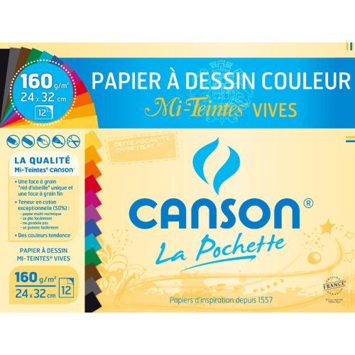 Canson mi-teintes vives, format (24 x 32) 160g/m2