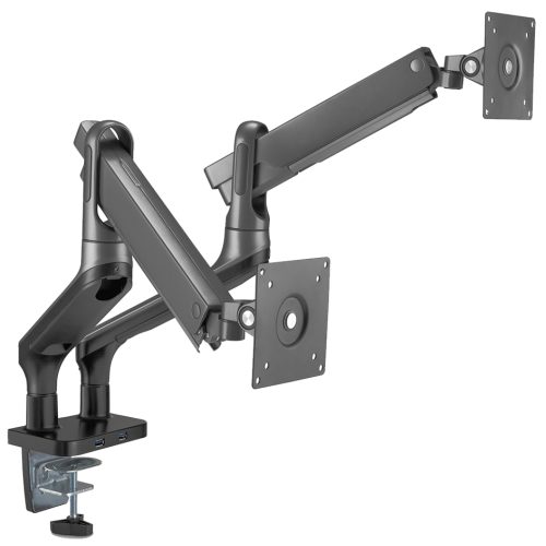 DIGITUS Support double écran design avec 2x USB, pince