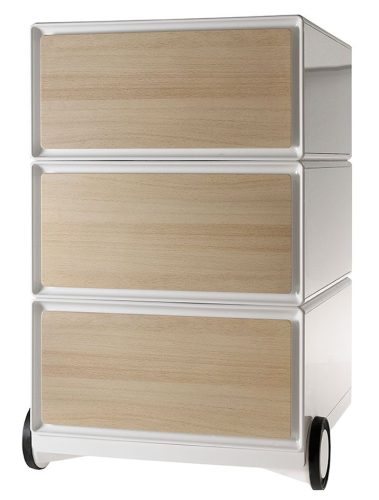 PAPERFLOW Caisson mobile 'easyBox', 3 tiroirs, blanc / hêtre