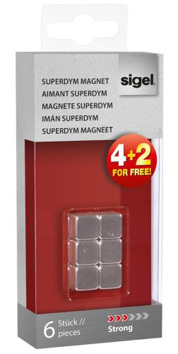 sigel Cube aimanté néodym 'Strong' C5, set de 6, argent