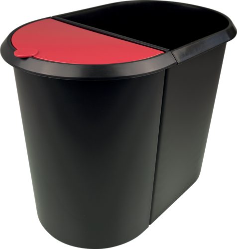 helit Corbeille à papier 'the double', oval, PE, noir/rouge