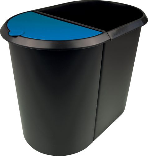 helit Corbeille à papier 'the double', oval, PE, noir/bleu