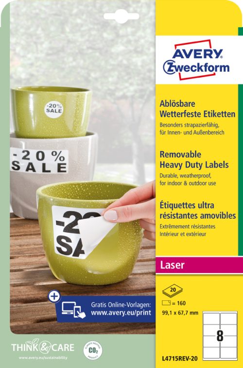 AVERY Zweckform Etiquette, 70 x 37 mm, détachable, blanc