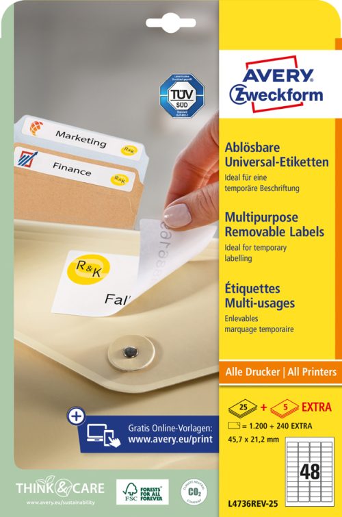 AVERY Zweckform Etiquette universelle, 63,5 x 46,6 mm, blanc