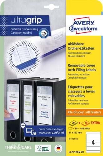 AVERY Zweckform Etiquette pour dos de classeur, détachable