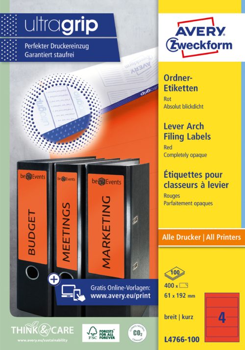 AVERY Zweckform Etiquette pour dos de classeur, jaune