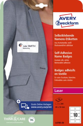 AVERY Zweckform Etiquette pour badge, 63,5 x 29,6 mm, blanc