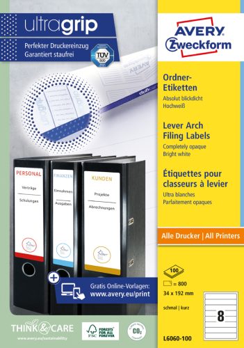 AVERY Zweckform Etiquette dos de classeur, 38 x 192 mm,blanc