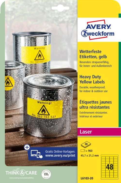AVERY Zweckform Etiquette film, 210 x 148 mm, jaune