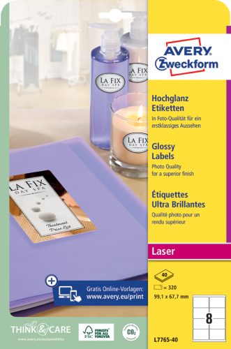 AVERY Zweckform Etiquette photo, ultra brillante, blanc