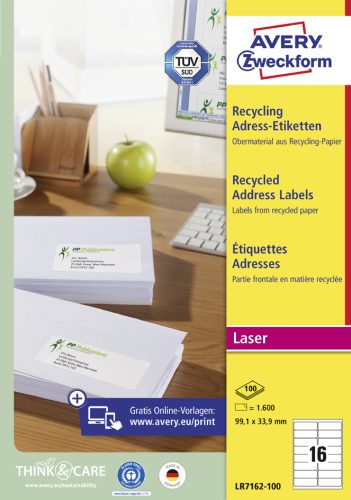AVERY Zweckform Etiquette d'adresse recyclée, 99,1 x 38,1 mm