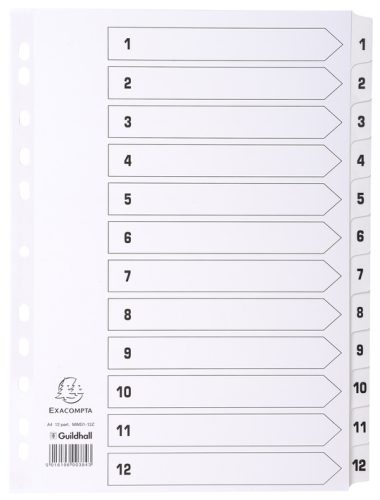 EXACOMPTA Intercalaires en carton 1-12, A4, 12 touches