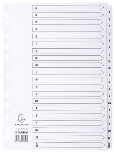 EXACOMPTA Intercalaires en carton A-Z, A4, 20 touches