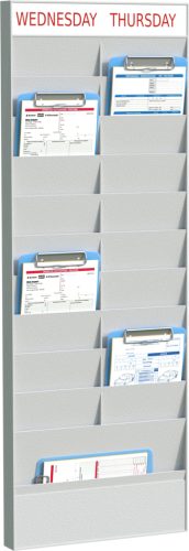 PAPERFLOW Planificateur de bureau mural, 10 casiers, gris