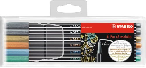 STABILO Feutre Pen 68 metallic, étui en plastique de 6