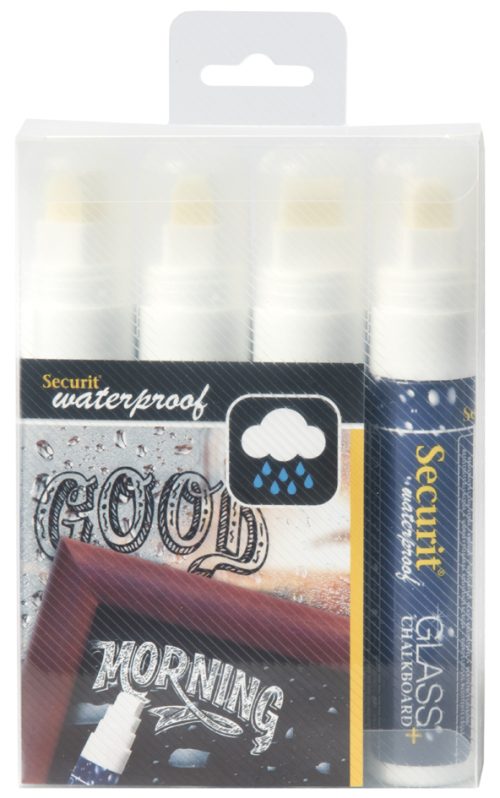 Securit Feutre-craie WATERPROOF LARGE, étui de 4