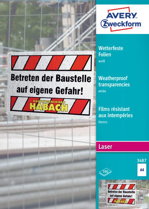 AVERY Zweckform Films A4, épaisseur 0,13 mm, blanc