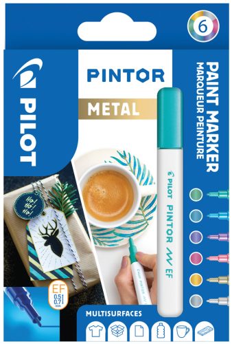 PILOT Marqueur à pigment PINTOR, extrafin, set de 6 'METAL'