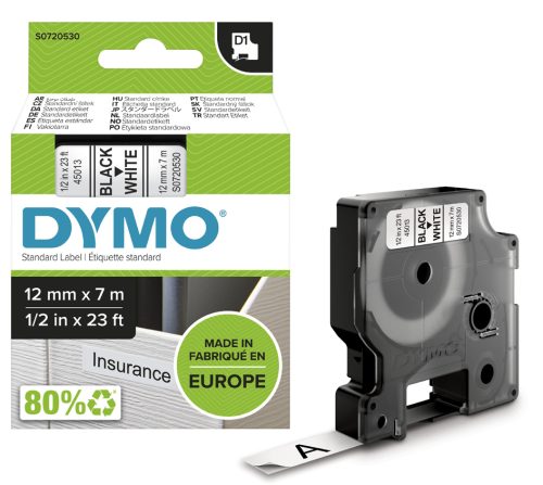 DYMO Ruban d'étiquette D1 noir/transparent