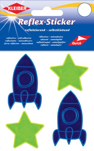 KLEIBER Sticker réflechissant 'étoile & fusée', jaune/bleu