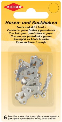 KLEIBER Crochets pour pantalons & jupes, à coudre, argenté