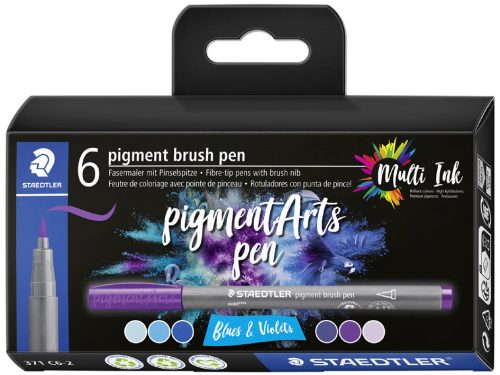 STAEDTLER Feutre pigment brush pen 'Blues & Violets'